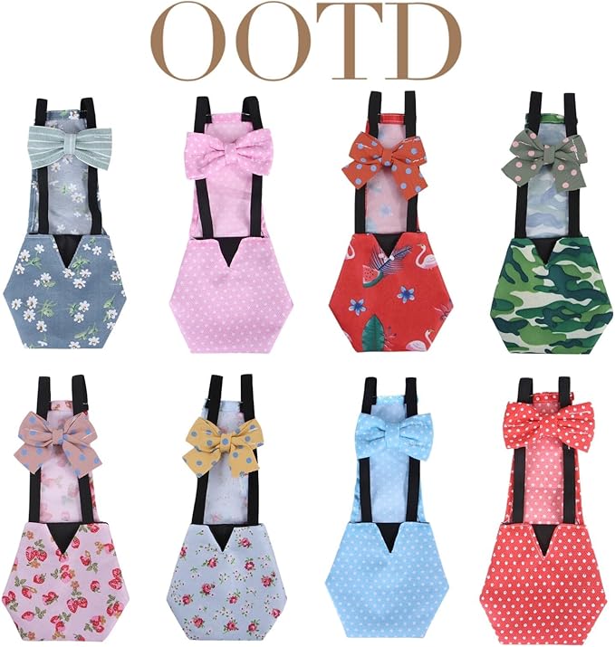 MANON ROSA Chicken Diapers Bantam Hens - Reusable 6-Piece Set with Bow Ties Poultry Nappies Washable Waterproof for Geese Pet Ducks Silkie(6D20P S)