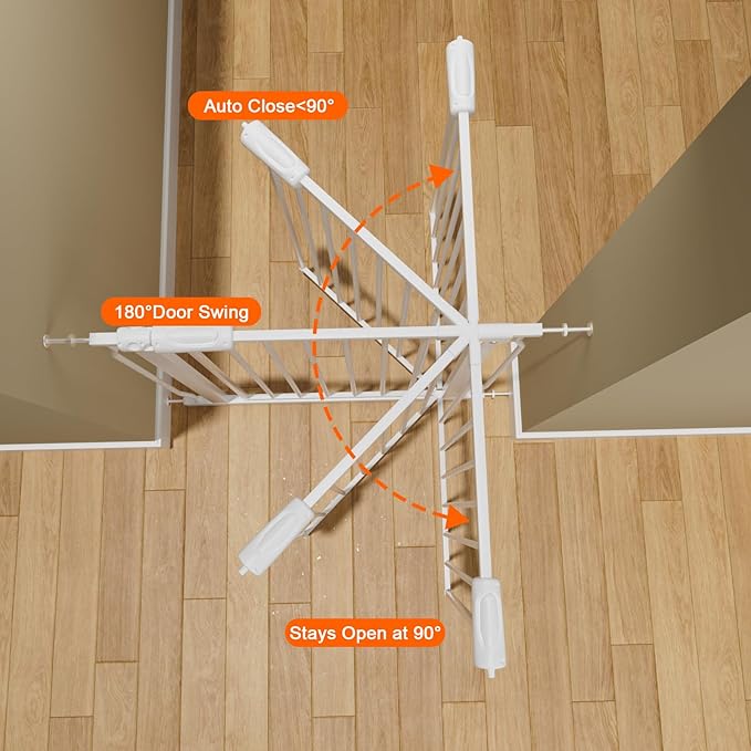 HOOEN Wide Baby Gates for Doorway Stairs Indoor Child Gate for Kid or Pet Dogs Walk Through Pressure Mounted Baby Gate 43.5-48 Inch Wide