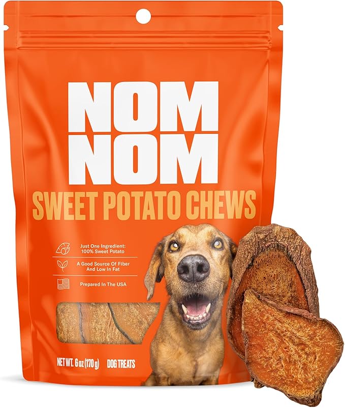 NOMNOMNOW Sweet Potato Chew Treats - Single Ingredient Dog Snacks for Training, Rewards & Mealtime Toppers – No Fillers, Preservatives or Added Ingredients - Prepared in the USA for Dogs