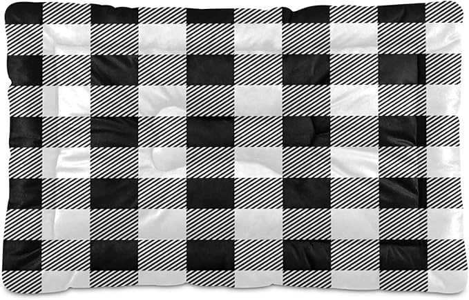 Black White Buffalo Plaid Dog Bed Lumberjack Check Medium Pet Bed Mat Non Slip Cat Beds Pad Mats Soft Dogs Bed Pillows Pets Blanket Cushion