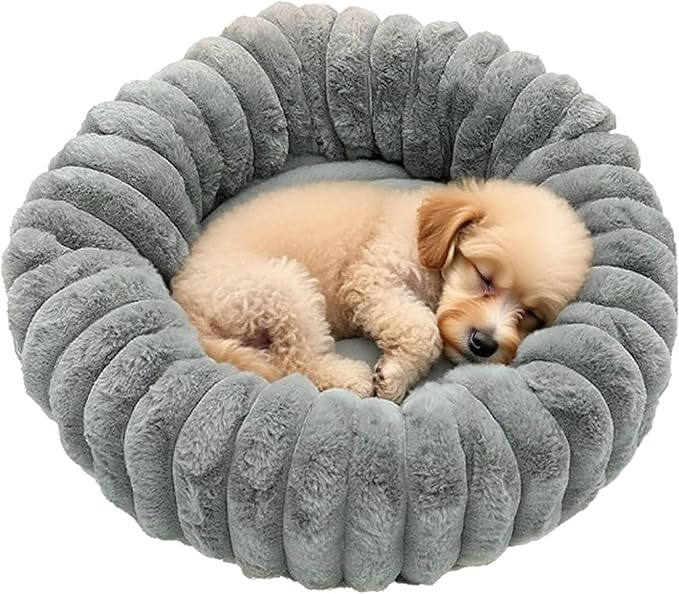 Cat Donut Bed | Cozy Warm Washable Dog Bed,Plush Pet Cushion Non-Slip Pet Furniture for Apartment Travel Corner Home Bedroom Outdoor Offices Indoor Floor Balcony