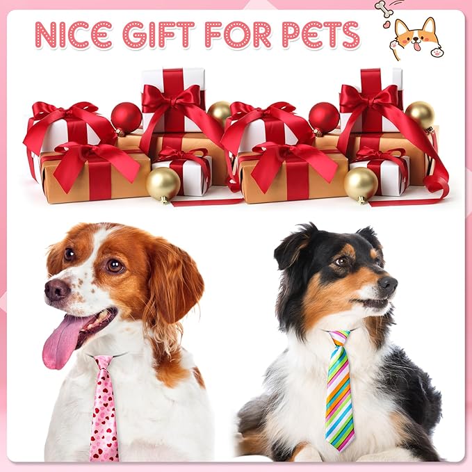 Reginary 50 Pcs Large Dog Neck Ties Bulk, Adjustable Pet Collar Grooming Neckties for Medium Large Dogs Wedding Daily Wearing Birthday Holiday Party Gift Favor Neck Accessories