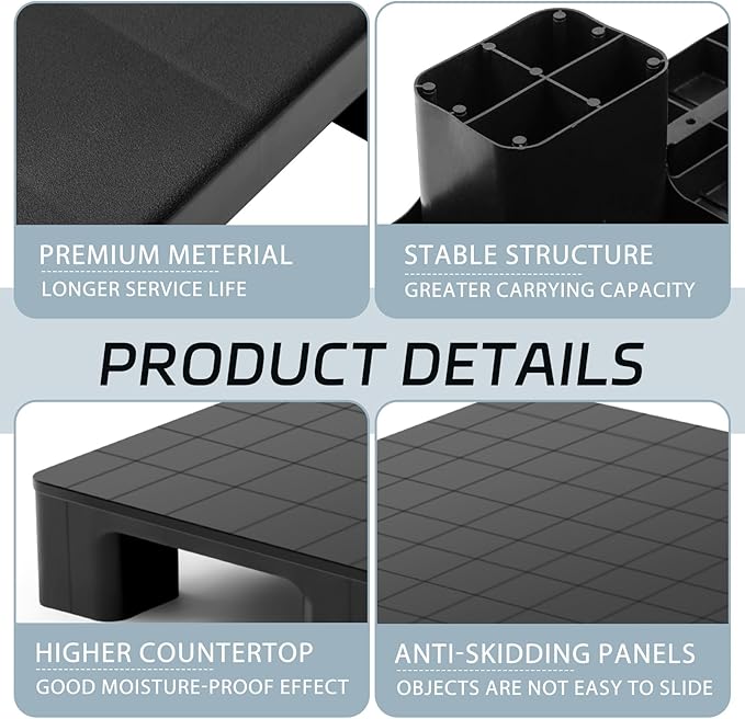 1 Pcs Plastic Pallet for Basement Storage Easy Stack Lightweight Floor Pallet Display Flooring Room Supermarket Christmas, Support up to 2000 Lbs (31.5'' L X 31'' W X 4.7'' H,Black)