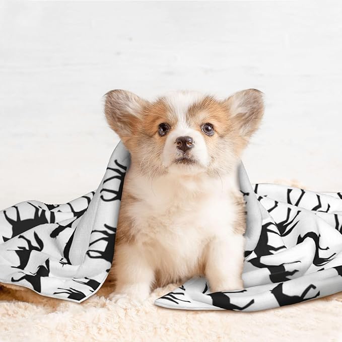 Reversible Plush Dot Pet Blanket for Dogs and Cats, Abstract Horse, Ultra Soft Two Sided Design with Warm Fuzzy Side and Smooth Side for Comfort