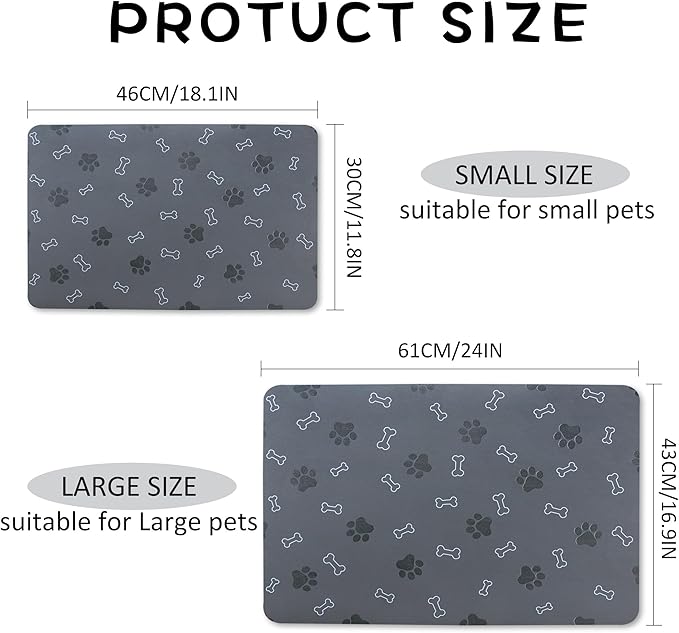 Pet Cat Dog Food Mat Non Slip Mat for Dog Water Bowl Mat Quick Dry Absorbent Cat Feeding Mat, 24 * 16.9 in, Red