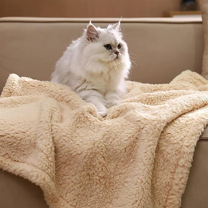 Pet Blankets for Couch Sofa Bed Dog Blankets Reversible Cat Blanket Soft Furniture Protector Cover for Small Medium Large Dogs Cats, Beige, 41 x 30 inches