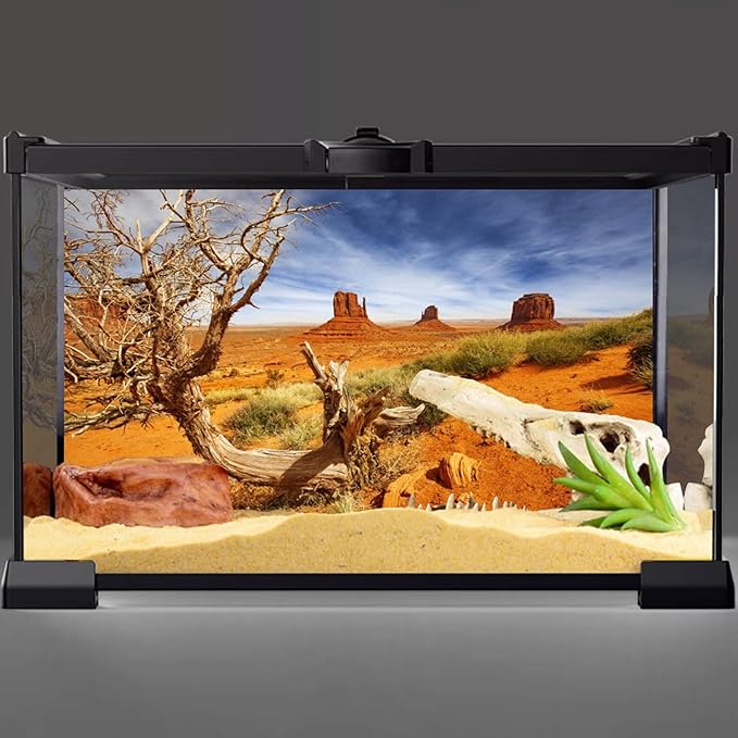AWERT 36x20 inches Reptile Habitat Background Orange Desert Terrarium Background Durable Polyester Background