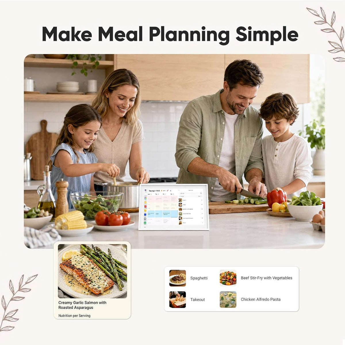 Digital Calendar 15.6" Smart Calendar&Chore Chart, 1080P Interactive Touchscreen Electronic Calendar for Family Schedules, 64GB Digital Picture Frame WiFi, Wall Mountable, AiMOR APP-White