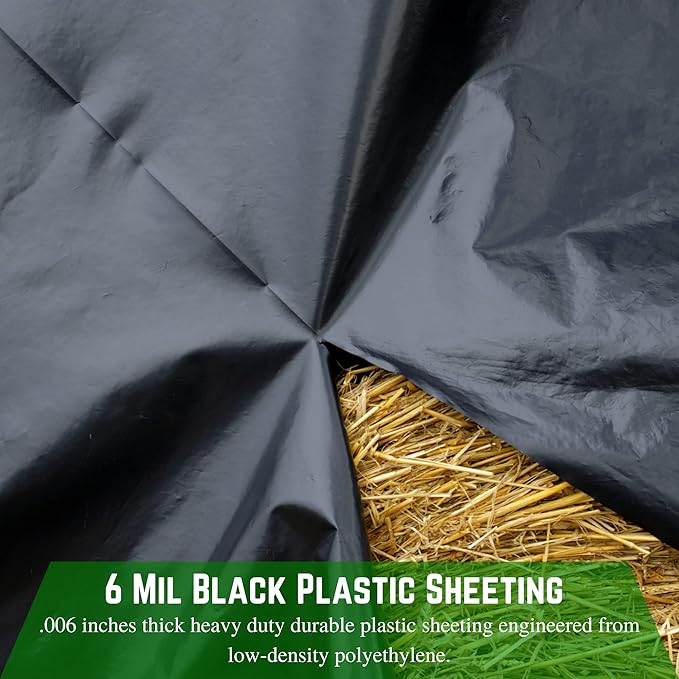 Farm Plastic Supply - Black Plastic Sheeting - 6 mil - (14' x 100') - Black Tarp, Polyethylene Vapor Barrier Sheeting, Painters Tarp, Roll of Heavy Duty Plastic