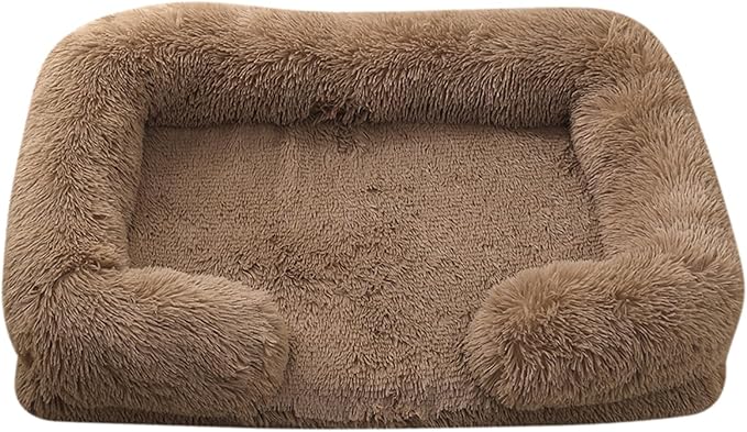 Dog Beds Large Sized dog Orthopedic, Sofa Dog Bed with Waterproof Lining and Nonskid Bottom, Rectangle Washable Dog Bed for Medium Small Dogs and Cats Comfortable ( Color : Khaki , Size : 51 x 35" )