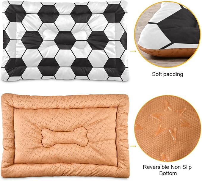Pet Bed Soccer Football Dog Bed Mat Absorbing Non Slip Pad Pet Sleeping Mat for Small, Medium, and Large Dogs Puppy Cat 36 in x 24 in