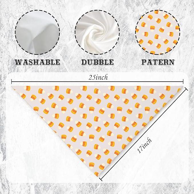 Candy Corn Dog Bandana, Funny Food Pattern Pet Kerchief, Candy Corn Print Adjustable Triangle Dogs Scarf, Comfortable Dog Bandana for Small Medium Dogs