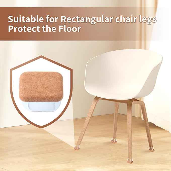 Ezprotekt 24 Pcs Rectangle Clear Felt Chair Leg Floor Protectors Caps