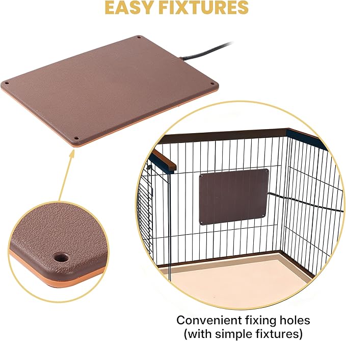 Small Animal Heating Pad, Small Animal Bed, Large Outdoor/Indoor Winter Thermal Heating Pad for Rabbits, Guinea Pigs & Chickens, Waterproof & Chew-Resistant, 30W Energy-Efficient, 15.7" x 11"