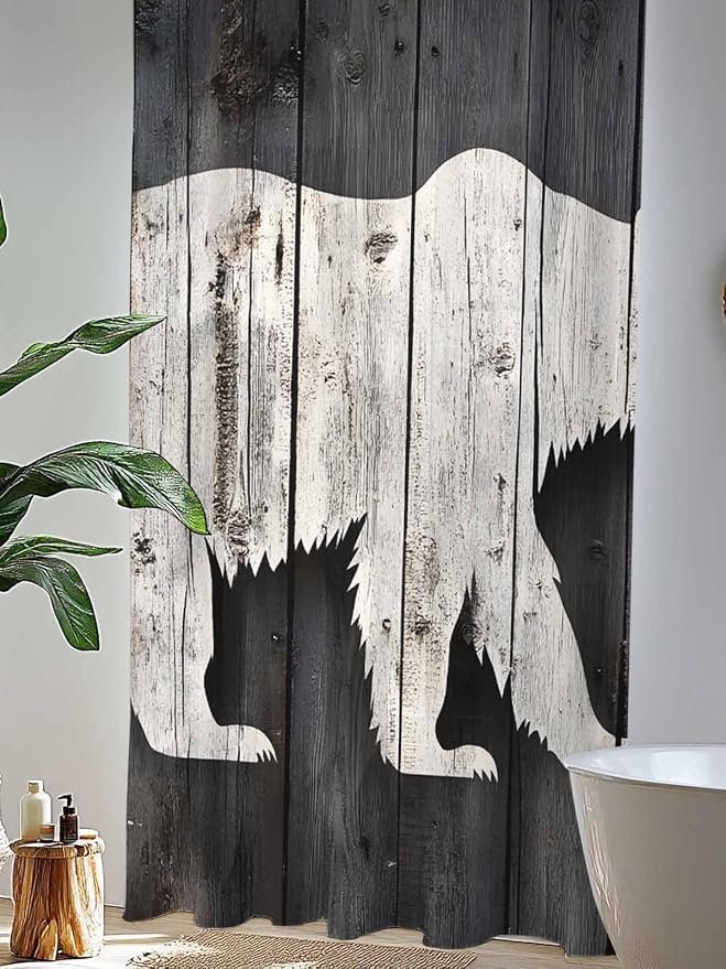 Sheer Curtains 84 Inches Long, Farmhouse Country Rustic Wooden Grain Privacy