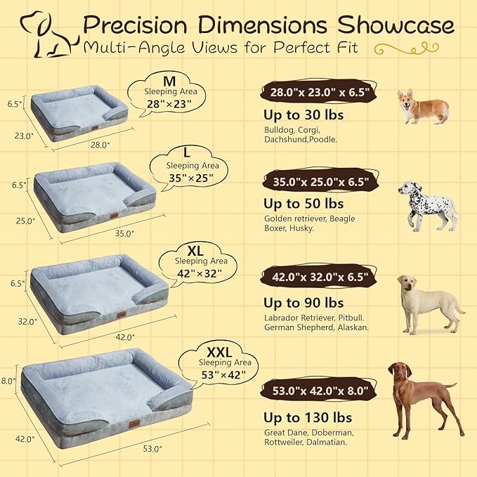 Orthopedic Dog Bed - Superior Rebound Foam, Waterproof & Urine - Resistant, Machine Washable Cover, Chew - Proof & Non - Slip for Large Breeds