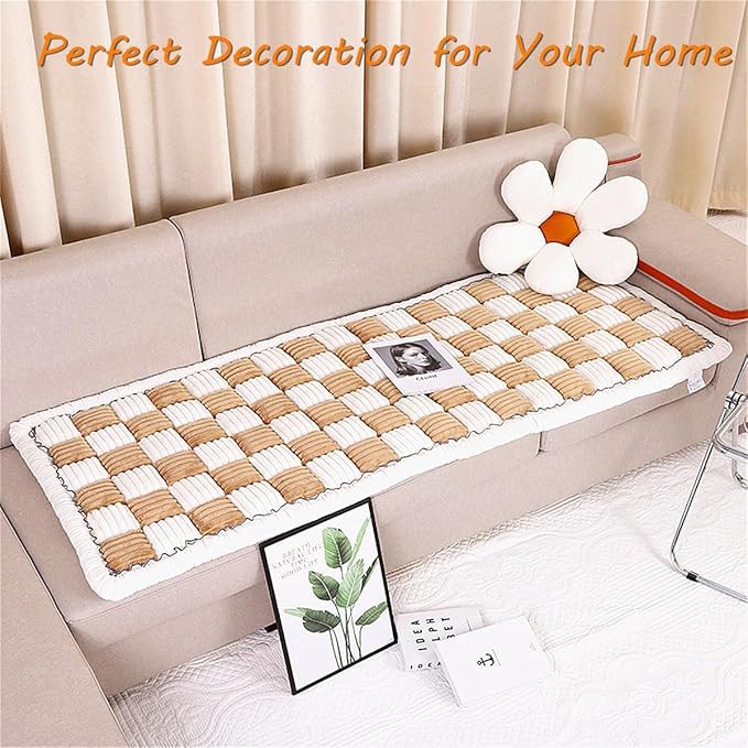 Fuzzy Couch Covers for Pets, Couch Protector for Dogs Garden Chic Cotton Protective Couch Cover, Pet Mat Bed Couch Cover (Light Coffee, 23.6 x 63in)