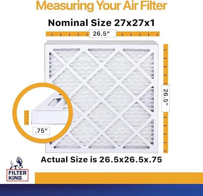 Filter King 27x27x1 Air Filter | 4-PACK | MERV 13 HVAC Pleated A/C Furnace