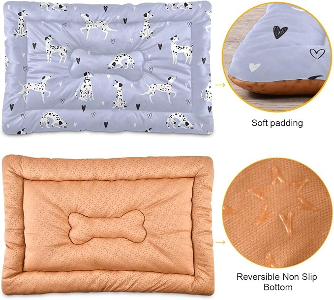 Funny Cartoon Dalmatian Dogs Pet Bed Cute Dog Bed Mat Absorbing Non Slip Pad Pet Sleeping Mat for Small, Medium, and Large Dogs Puppy Cat 24 in x 18 in