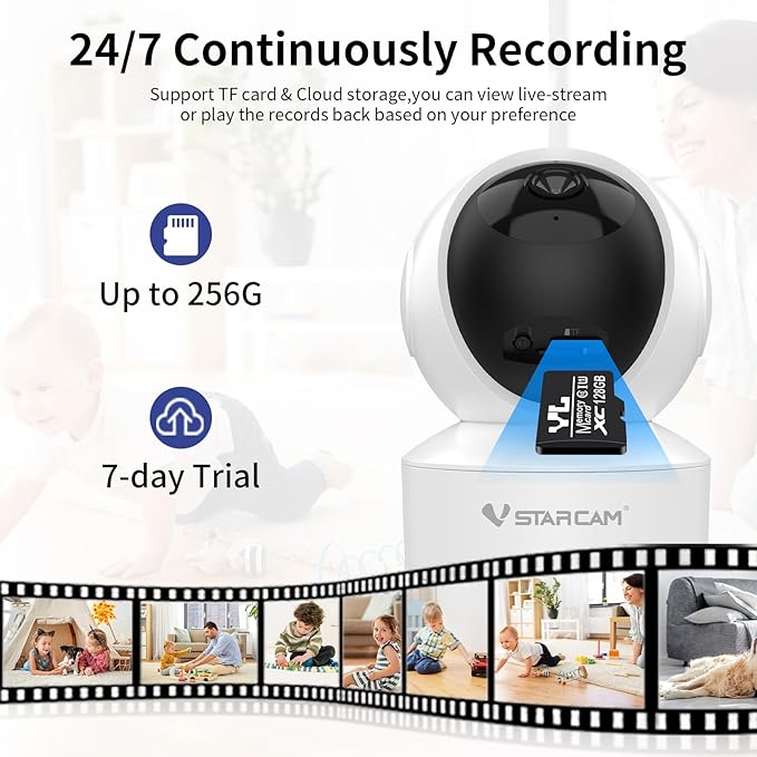 VSTARCAM 3MP Pet Camera Indoor with Phone App, 360° Indoor Security Camera with Color Night Vision, Motion Detection & 2-Way Audio, 24/7 SD & Cloud Storage 02