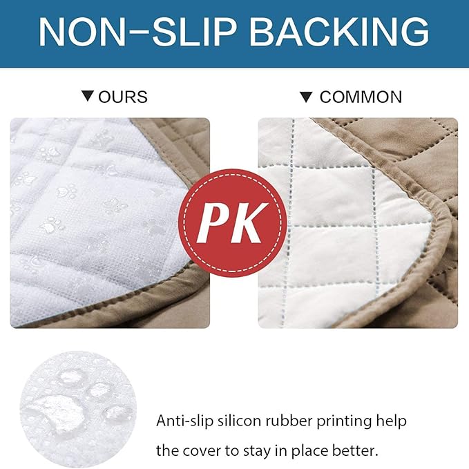 Waterproof Dog Bed Cover, Reversible Blanket Washable Pet Dog Pee Pad, Incontinence Underpads, Furniture Bed Couch Sofa Protector Cover Leak Proof for Dog Cat Kid, 82"x86" (Gray-Brown)