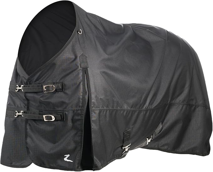 HORZE Nevada Heavy Weight 1200D Waterproof Horse Winter Turnout Blanket (400g Fill) - Black - 72 in