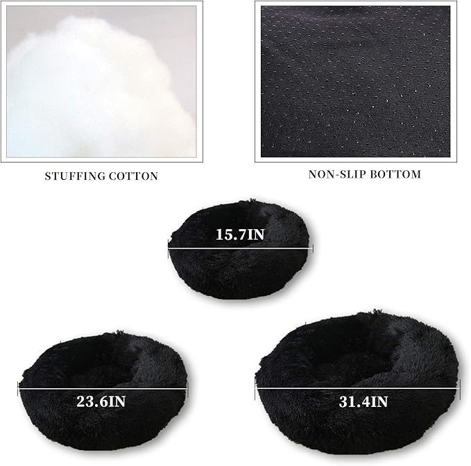 Warming Round Dog Bed for Small, Medium and Large Dogs & Cats, Short & Long Plush Pet Bed, Luxurious Faux Fur Donut Cuddler, Bolster Pet Bed & Sofa, Machine Washable 60CM 24Inch