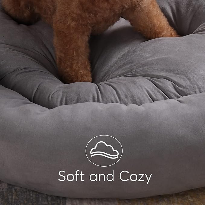 KASENTEX Round Dog Bed - Medium/Large Dogs, Donut Cat Bed - Anti Slip, Machine Washable (Pink, 27x27 Inches)