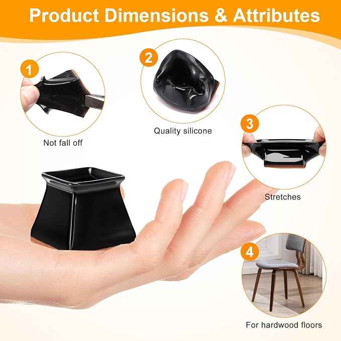 CHUNZEXI 16 Pack Square Chair Leg Floor Protectors