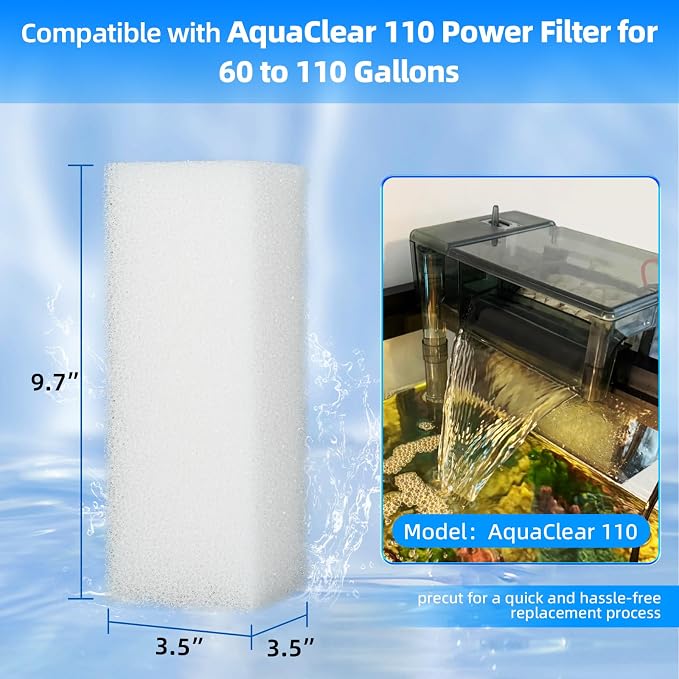 AQUANEAT 6-Pack Replacement Filter Sponge Pads, Aquarium Foam Insert Compatible