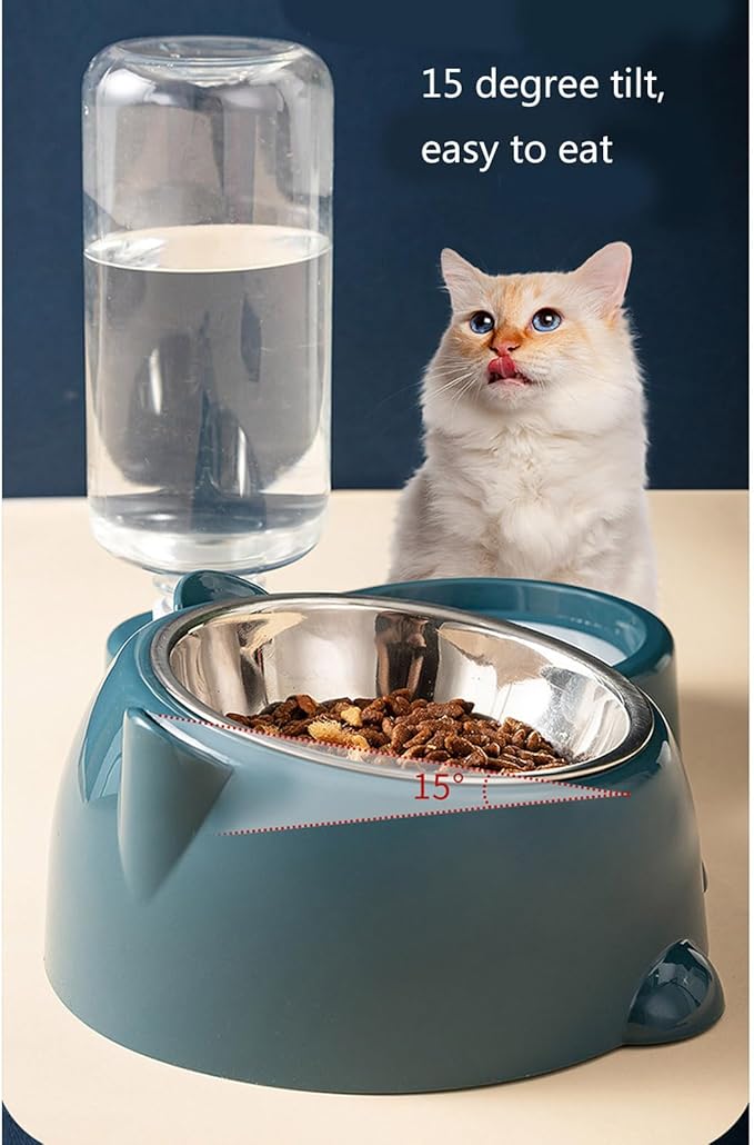 Pet Feeders and Water Dispenser,Removable Stainless Steel Bowl and Automatic Water Dispenser,Pet Feeder and Waterer,for Cats&Dogs