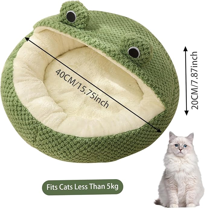Naisicore Plush Frog Donut Cat & Dog Bed, 40cm/15.7inch, Winter Warm, Soft Detachable, Small Dogs & Cats (Style 2)