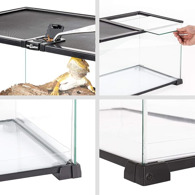 REPTI ZOO 20 Gallon Reptile Glass Terrarium Easy Clean Tank 30" x 12" x 12" Dual Top Sliding Top Cover for Reptile Snake Hamster Hedgehog Small Animals (Knock-Down)