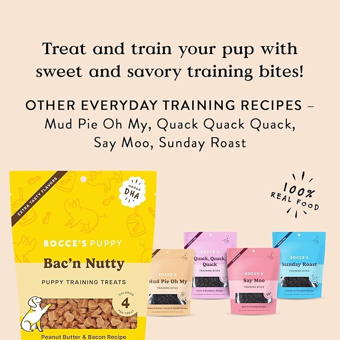 Bocce's Bakery Bac’n Nutty Cookie + Training Dog Treat Bundle – Natural, Wheat-Free Soft & Chewy Cookies Made with Real Ingredients and Baked in The USA – 2 Pack Bundle