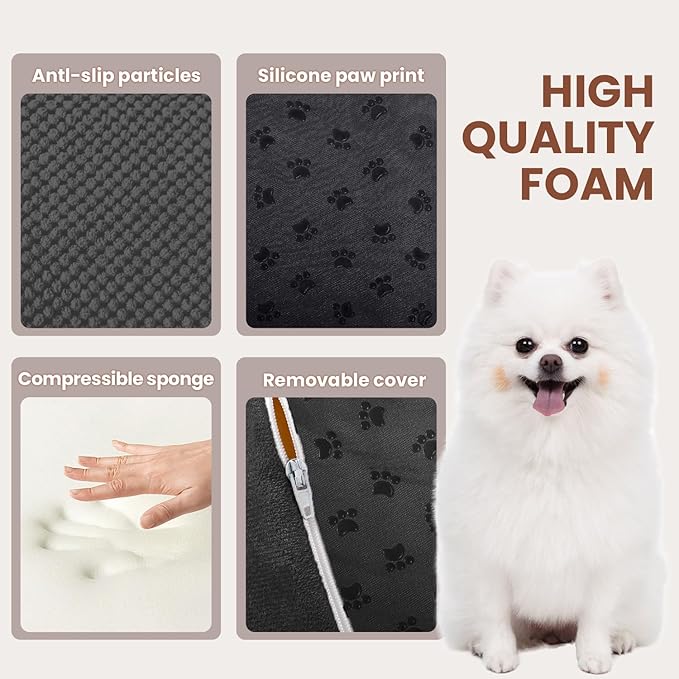 Dog Stairs for Small Dogs, High Density Foam Dog Steps, Extra Wide Non-Slip Pet Ramp for High Beds Or Couch, Soft Doggie Ladder for Dogs Injured, Older Pets, Small Cats