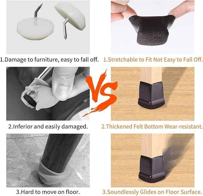 Ezprotekt 24 Pcs Square Chair Leg Floor Protectors