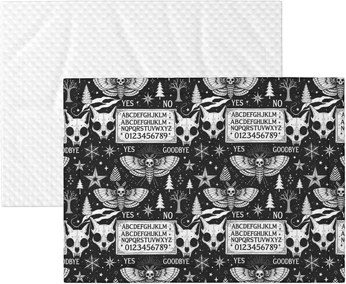 Reversible Dog Blanket for Beds Couches, Cat Skull Head Witch Board Black Gothic, Double Sided Cat Blanket with Textured Dot Feel and Smooth Feel for Seasonal Comfort All Year