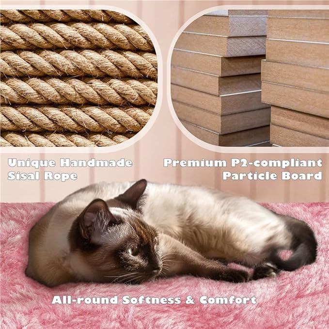 54 Inches Cat Tree Tower Condo Furniture, Cat Tower with Scratching Post, Multi-Level Climbing Tree Cat House Padded Plush Perch, Kittens Pet Play House, Light Gray