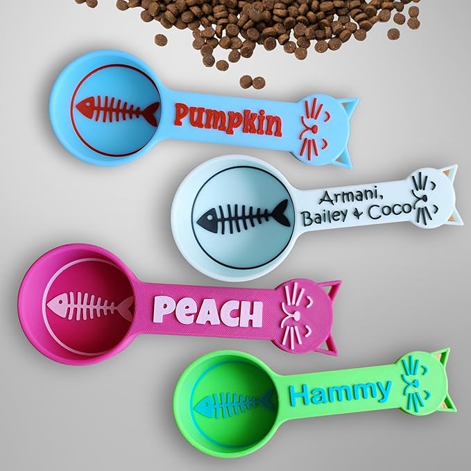 Personalized Cat Food Scoop, Cat Food Measuring Cup with Name, Kibble Scoop (14 oz - 1 3/4 cups)