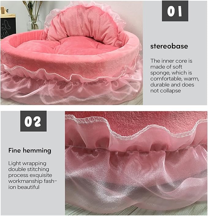 Creative Princess Lace Pet Bed Ruffled Nest for Dogs and Cats Soft Plush Comfortable Princess Sofa Pet Bed