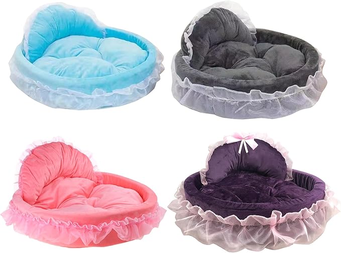 Dog Bed Stylish Lace Princess Nest for Small Puppy Kitten Ribbon Bowknot Princess Pet Bed with Detachable Cushion Pet Furniture