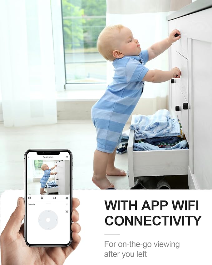 4K HD Indoor Camera for Indoor Security with App Control Motion Detection & Night Vision Wireless WiFi Rechargeable Pet Camera for Home/Office 24/7 Cycle Save Video Only (4K)