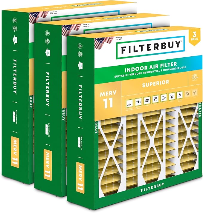 Filterbuy 20x25.25x3.5 Air Filter MERV 11 Superior Pet & Allergy Defense