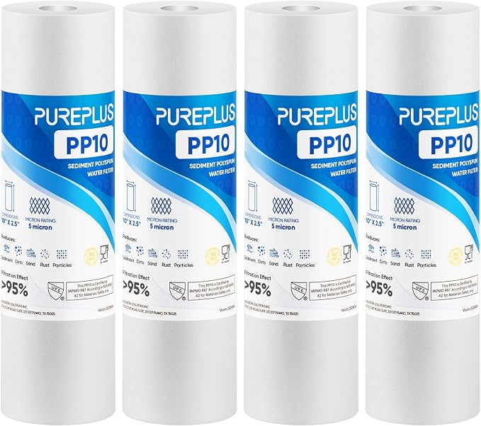 PUREPLUS 5 Micron 10" x 2.5" Whole House Sediment Home Water Filter Cartridge