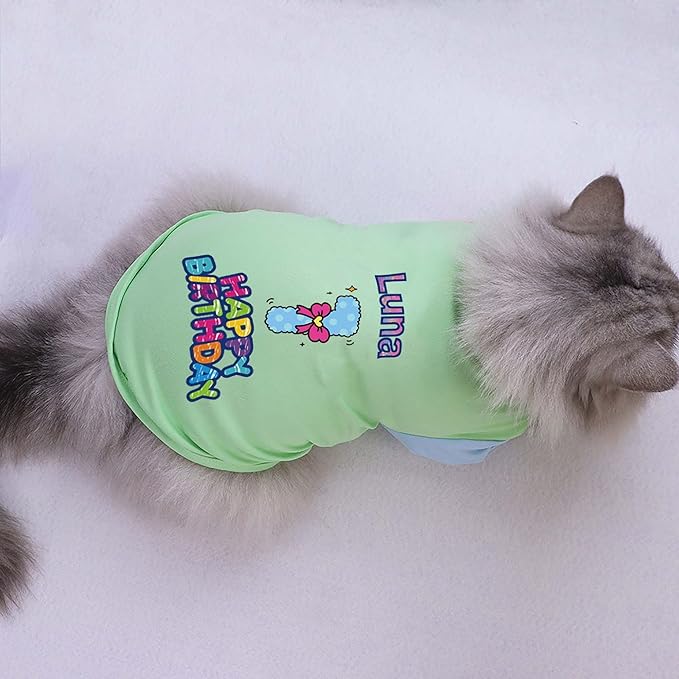 Custom Dog Birthday Shirt,Personalized Pet Apparel Print with Name Age Number,Pet Birthday Outfit,Lightweight Breathable Cotton Vest for Small Medium Large Dogs Cat (Dopamine Pink, Small)