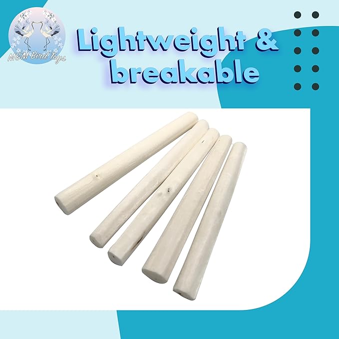 by M&M 5509 Skinny Sola Logs Pk4 - Handcut Air Dried Natural Sola Wood Sticks, Easy for Birds to Chew and Shred, Lightweight, Break by Hand, Delight for Small Size Pets