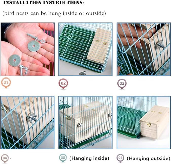 YJJKJ Pet Wood Parakeet Nest Box Bird House Breeding Nesting Bird Cage Box for Lovebirds Cockatiel Parrotlets