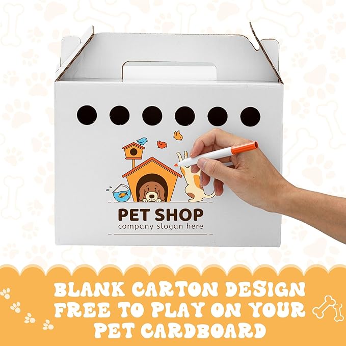 Tenceur 20 Pack Cardboard Pet Carrier Disposable Small Animal Carrier White Puppy Cat Transport Carrier Box for Chicken Hamsters Gerbils Birds Reptiles, 11 x 6 x 8 Inches