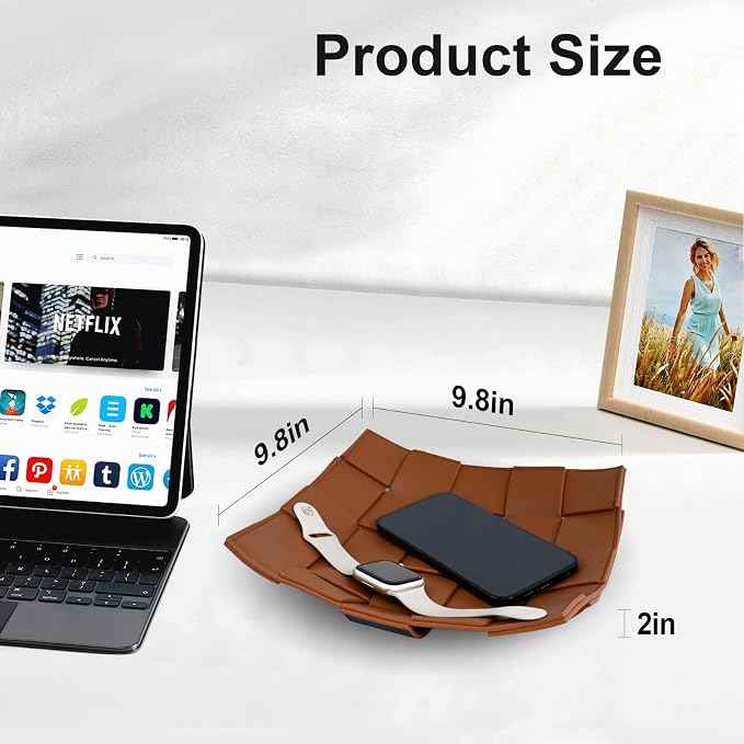Valet Tray PU Leather Key Holder Bowl