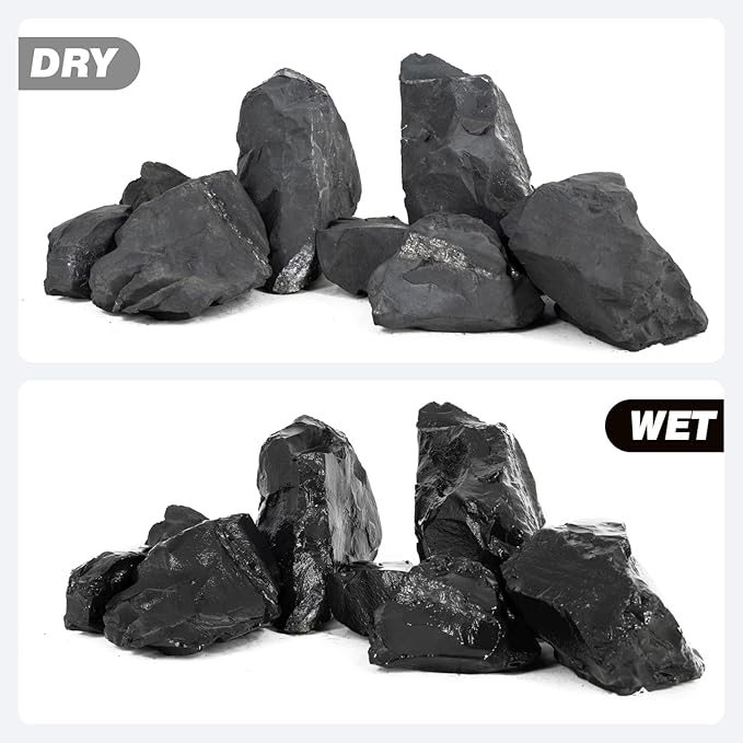 Unocho Fish Tanks Stone 20lb Natural Black Slate Rocks for Aquariums Paludarium Decorative Aquascaping Stone for Reptile Terrariums Bonsai Gardens Indoor Outdoor(3"-9"-8pcs)